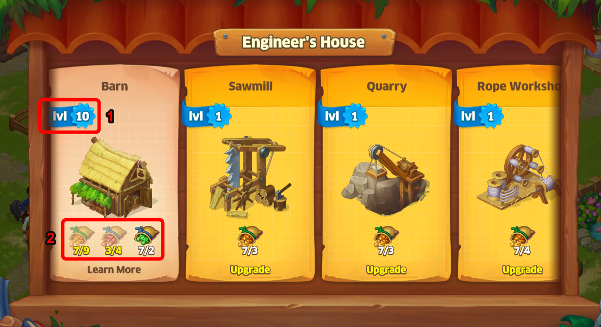 How to upgrade buildings Island Hoppers